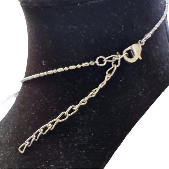 Silver and Gray Pearl Necklace, Pendant, Brooch Pin Set with Crystal Flowers - Picture 4 of 8